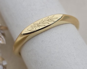 Olive Branch Ring | Olive Leaf Ring | Symbol Of Peace | Olive Engraved Ring | Dainty Stacking Ring | 925 Stamped with backside engraved
