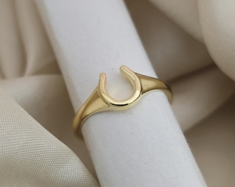 Horseshoe Ring | Good Luck Statement Ring | Simple Horse Shoe Ring | Minimalist Women's Ring | Sterling Silver