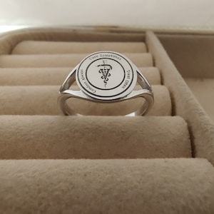 Medical Symbol Ring, Personalized Ring, Medical Student Gift Caduceus Ring, Rod of Asclepius, Doctor Ring, Nurse Gift Health and Wellness image 1