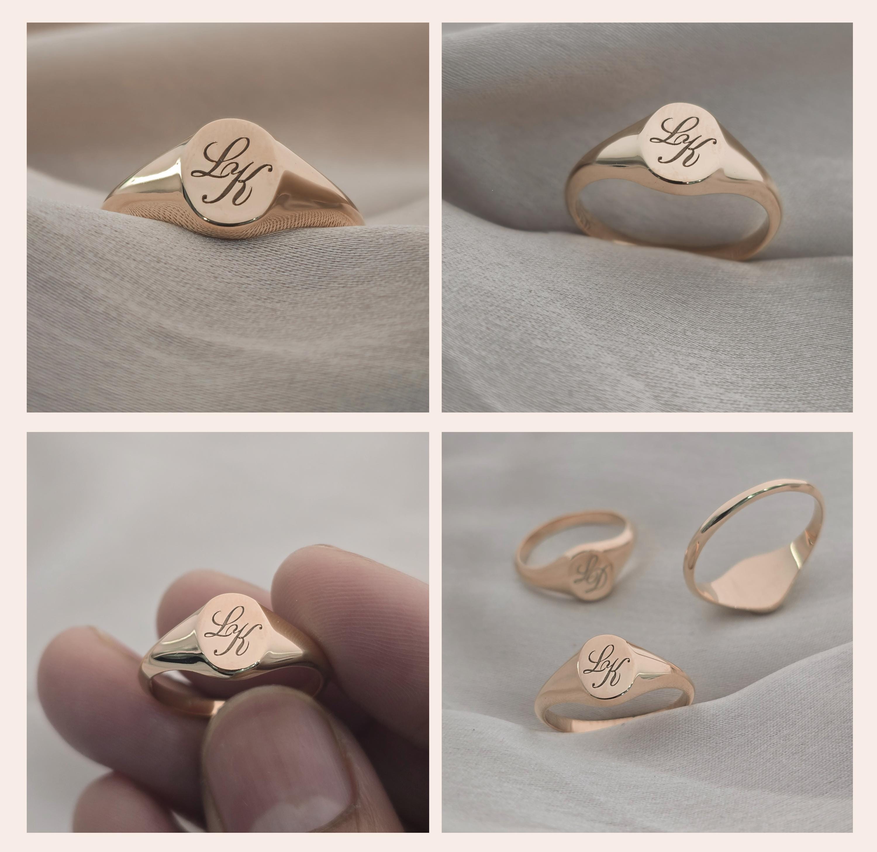 Couple Initials Ring for Men Women | Custom Signet Rings | Personalized ...
