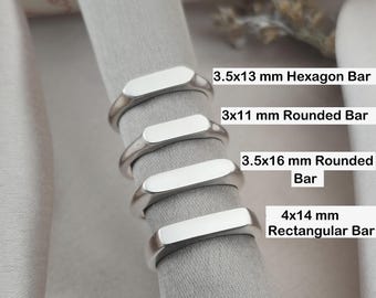 Platte staafring | 925 sterlingzilver gestempeld | Dikke statementring | Graveerbare ringen | Solide achterkant | 4 stijlen: