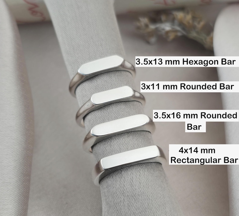 Round Bar Rung Flat Bar Ring | 925 Stamped Sterling Silver | Chunky Statement Ring ...