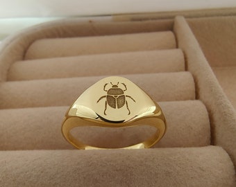 Beetle Ring Insect Ring Sterling Silver Ring Scarab ring Silver Ring Women's Ring Signet Rings Beetle Engraved Rings Beetle Jewelry