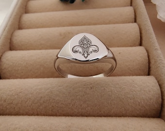 Fleur De Lis Ring, Sterling Silver Fleur-De-Lys, French European Heraldic Lily Ring, Symbol Of Purity, Fleur-de-lis Jewelry, 12 Style Option