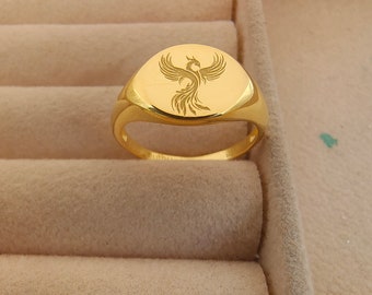 Phoenix Ring Sterling Silver, Winged Ring, Bird Ring, Hawk Ring, Phoenix Jewelry, Bird Lover Gifts, Phoenix Gift, Phoenix Engraved Ring