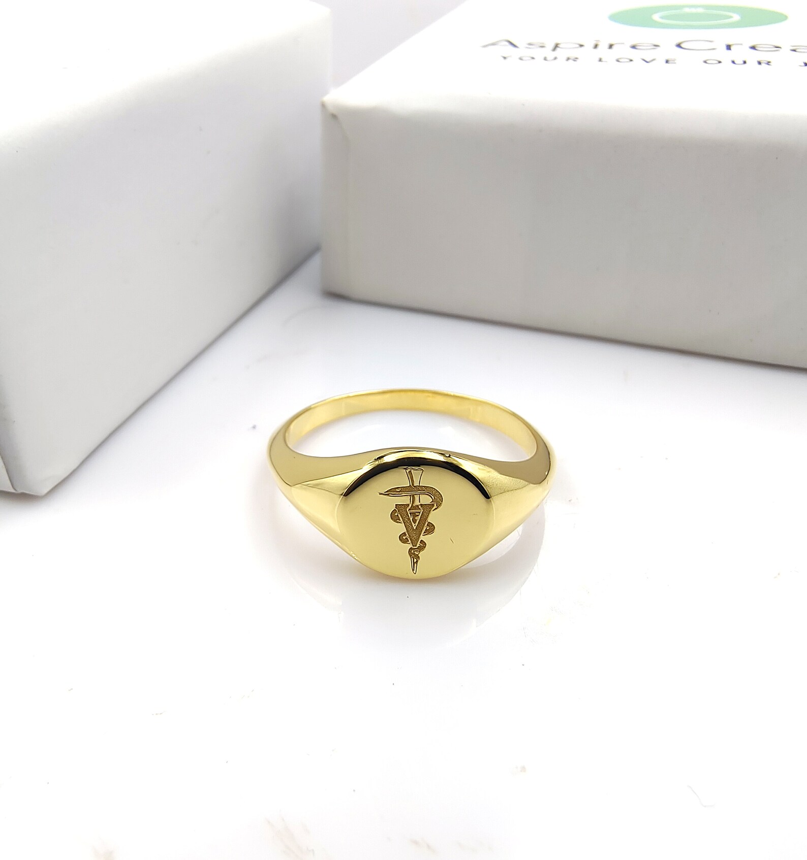 6 Medical Symbol Ring Personalized Medical Ring Rod of Etsy
