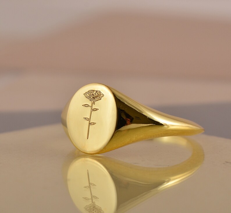 Personalized Rose Flower Ring Silver Ring Custom Rose Etsy