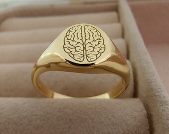 Anatomical Brain Ring 14K Gold Brain Ring, Anatomical Jewelry, Anatomy Brain Ring neurology, Doctor Neurologist Gift, Birthday Gift for her