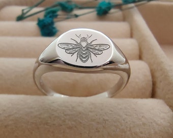 Bague abeille, bague abeille en argent sterling, bijoux abeille, bague gravée abeille, cadeaux pour amoureux des abeilles, abeille personnalisée, 10 styles au choix, bourdon abeille