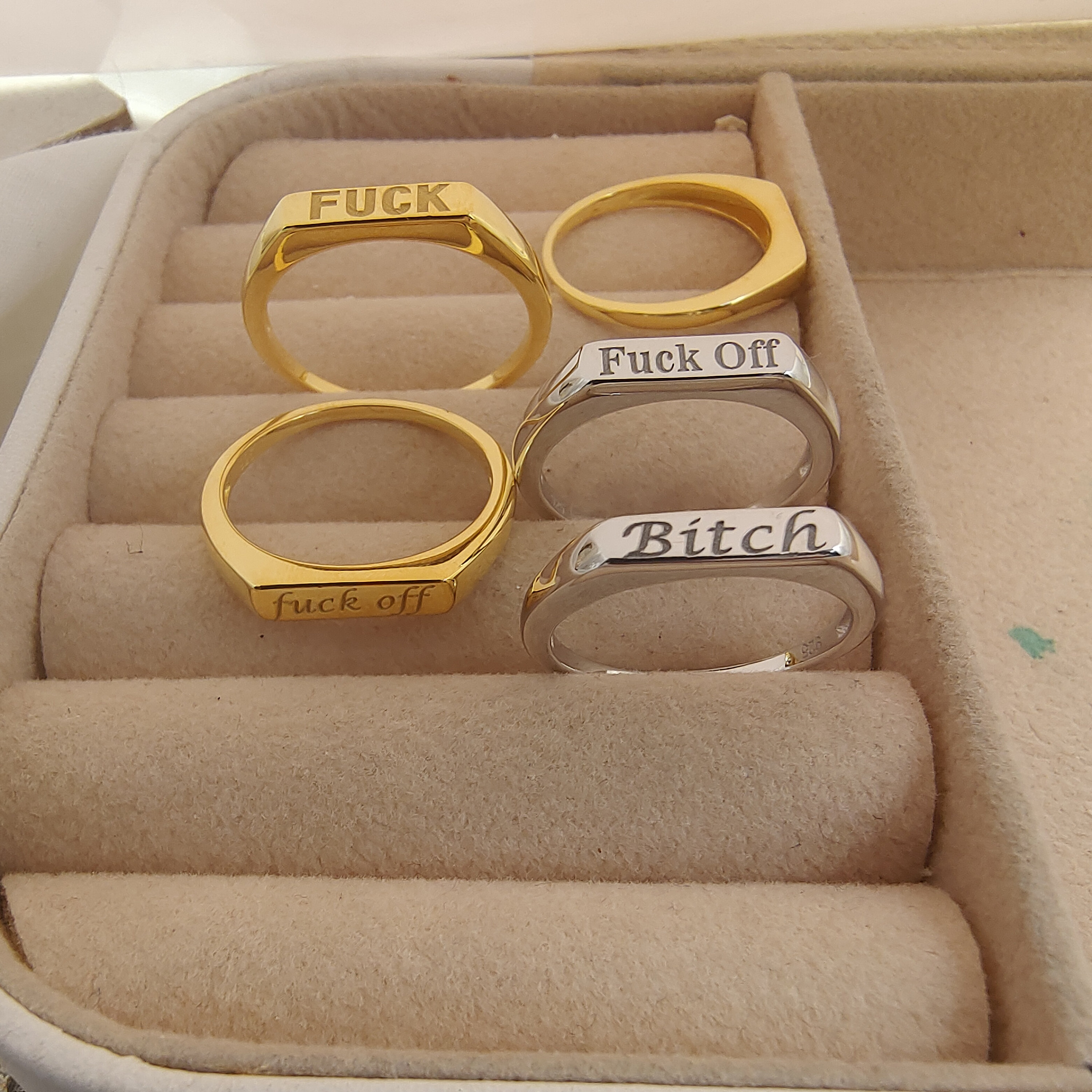 Gold Fuck Off Ring, Sterling Silver Bar Ring, Fuck Ring, Any Custom Word Engraved Ring, Fuck Off Jewelry, Silver Fuck Ring, 6 Font Options