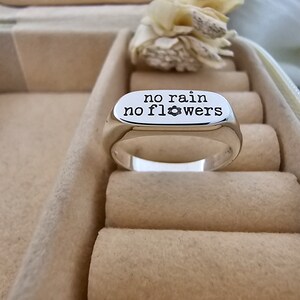 Anel sem chuva, sem flores, anel de inspiração, anel motivacional, anel de positividade, anel de inspiração gravado, anel de mensagem, anéis de sinete personalizados