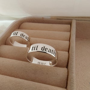 Til Death Ring, sterlingzilveren gepersonaliseerde ring, Til Death Band-ring, Till Death Sieraden binnen gravure Verjaardagscadeau Verjaardagscadeau