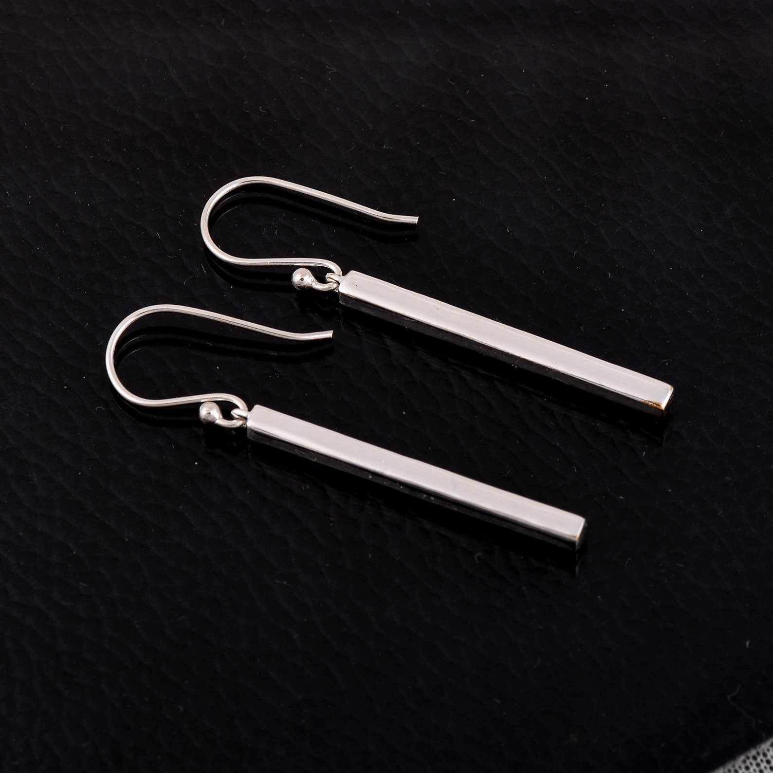 Bar Earrings Silver Sterling Silver Stick Earring Slim Etsy