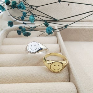 Pierścień Smiley Face, Srebrny Pierścień Happy, Pierścień Emoji, Delikatny Pierścień Smile, Prezent Smiley, Biżuteria Smiley, Pierścień Powodzenia, Prezent dla Dzieci, Mama