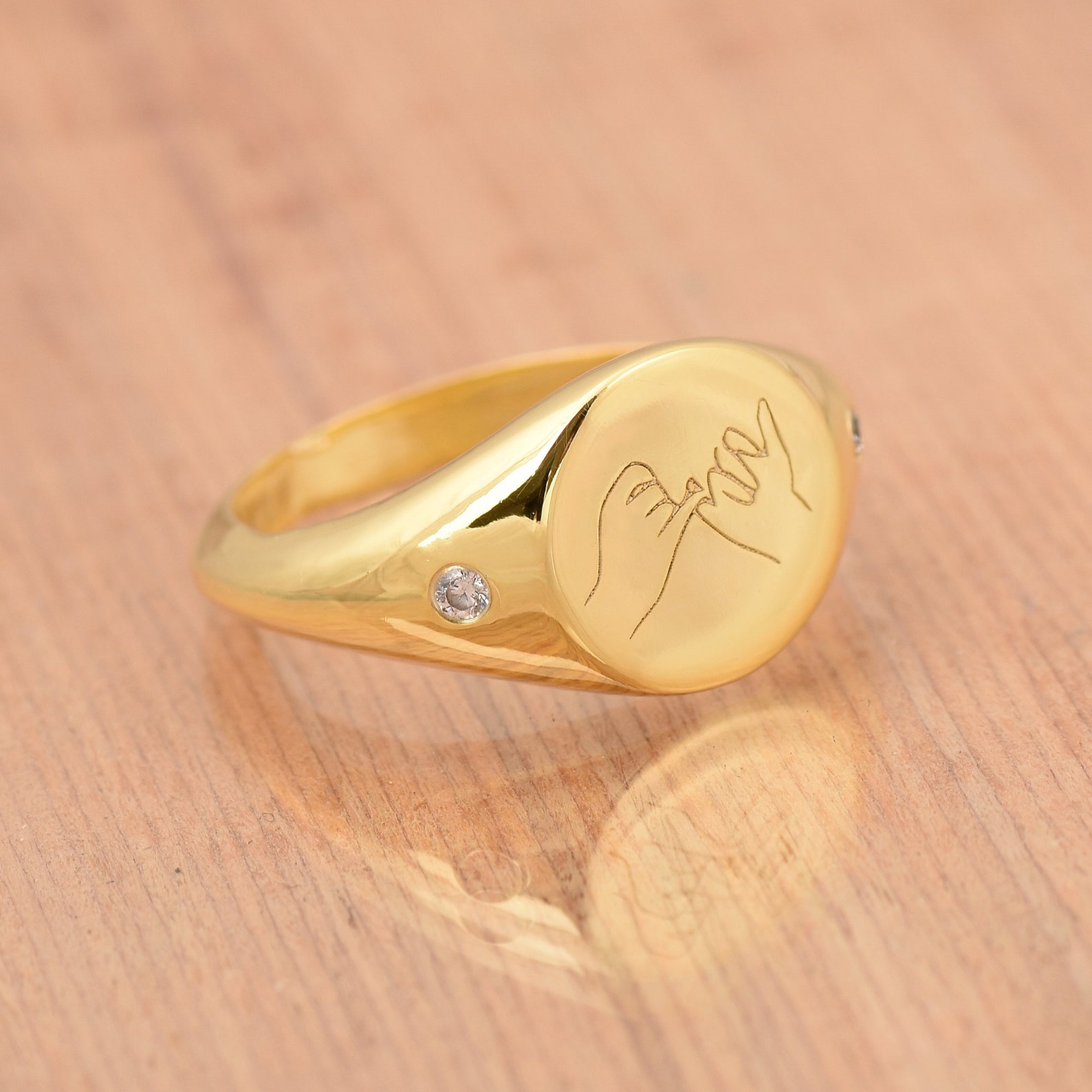 Pinky Promise Ring Personalized Ring Dainty Ring Engraved Etsy