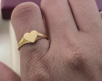 Gepersonaliseerde zegelring hart | Op maat gegraveerde ringen | Cadeau voor haar | 925 sterlingzilver gestempeld