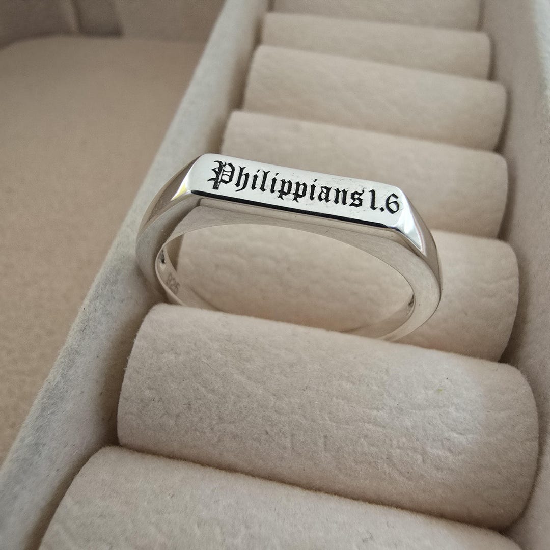 Philippians 1.6 Ring, Statement Rings, Bible Verse, Scripture Ring ...