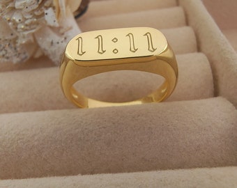 Angel Number Ring 11:11 111 1111 Ring Personalized Gifts Valentines Day Ring  Lucky Number Gift for Her Valentines Day Gift Gold Signet Ring