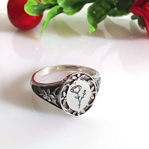 Flower Ring Botanical Flowers Sterling Silver Flower Etsy