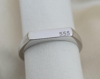 Angel Number Ring Sterling Silver | Lucky Number Stacking Ring | Personalized Gift | Dainty Minimalist Jewelry