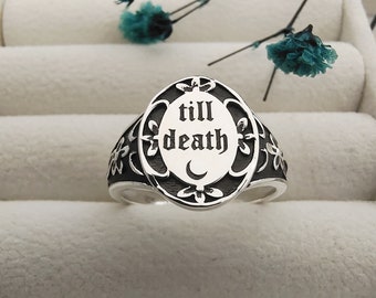 Til Death Ring 925 Sterling Silver Engraved Til Death Ring Til Death Jewelry Till Death Ring Gift for Wife Love Mom Sis Christmas Rings Gift