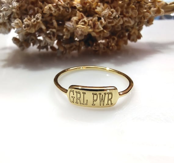 GRL PWR Ring Sterling Silver Ring Inspirational Ring Girl Power
