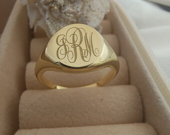 Monogram Ring 14K Gold Signet Ring, Men Women Initial Ring, Name Ring, Monogram Jewelry, Womens Ring, Valentines Day Giftn Gift for her