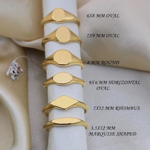 Anello semplice in oro 14 carati con sigillo / 925 timbrato / Anelli personalizzati con iniziali del fiore di nascita e incisione dello zodiaco / Regalo per la mamma