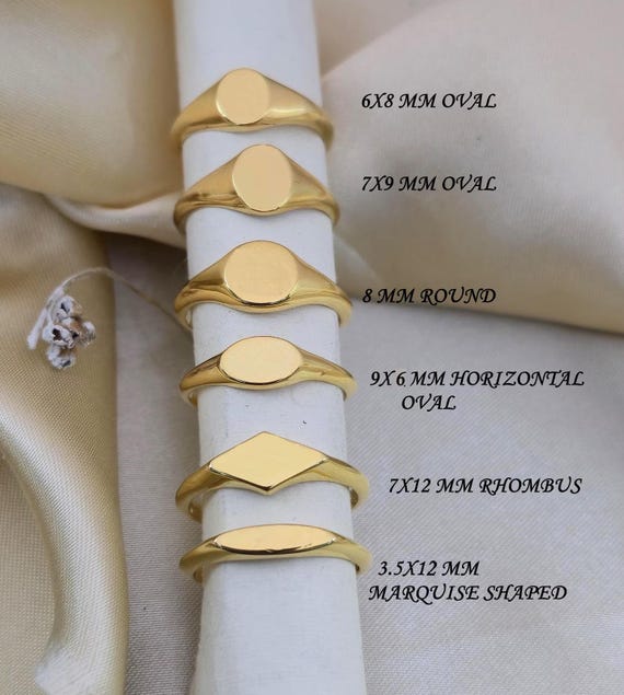 Plain Ring 14K Gold Signet Ring | 925 Stamped | Personalized Birthflower Initials Zodiac Engraved  Rings | Gift for mom