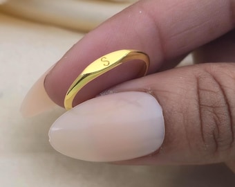 14k Gold Custom Initial Ring | Tiny Signet Ring | Dainty Stacking Rings | Personalized Letter Ring | Bridesmaid Gift | Promise Ring