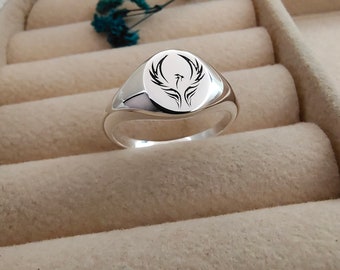 Phoenix Ring Gold, Winged Ring, Bird Ring, Silver Hawk Ring, Personalized Phoenix Gifts, Phoenix Jewelry, Halloween Jewelry, Halloween Gifts