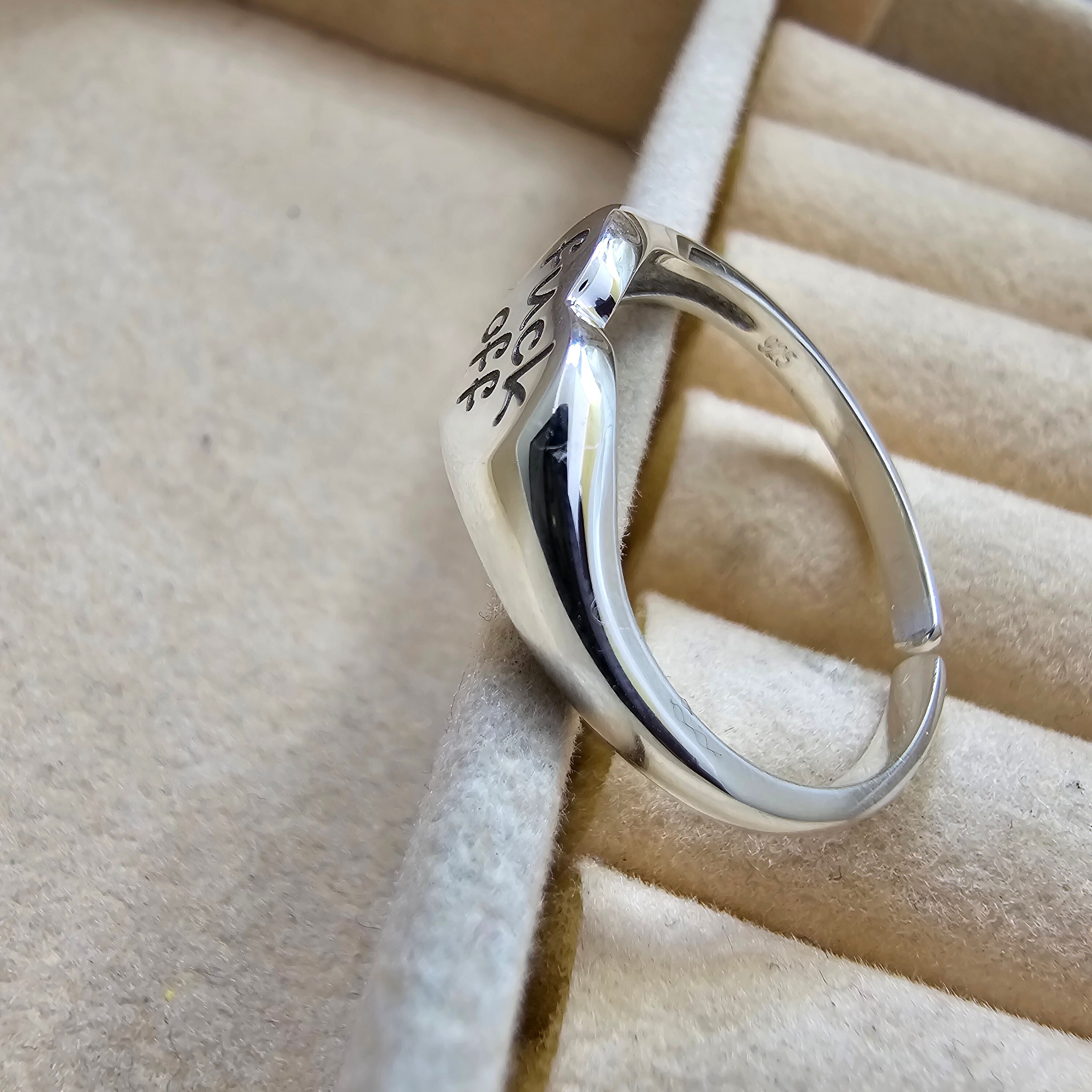韓国 ファッション通販 Silver Sterling Fuck Ring Signet Heart Ring, Fuck Ring, off アクセサリー