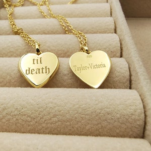 Collar "Hasta la Muerte", collar de corazón de plata esterlina, regalos personalizados "Hasta la Muerte", regalo de quinto aniversario, grabado gratuito en la parte posterior