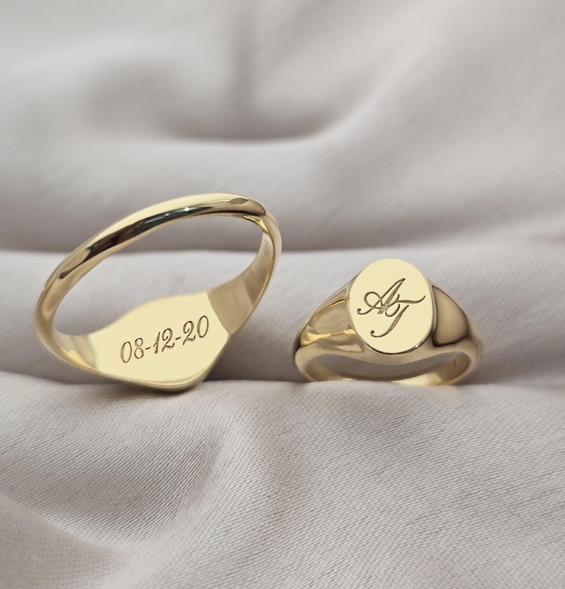 Couple Initials Ring for Men Women | Custom Signet Rings | Personalized ...