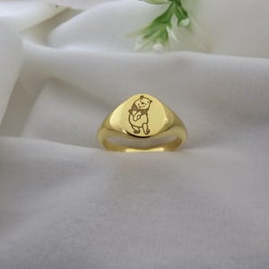 Anillo de oso de dibujos animados: joyería personalizada de plata de ley para amantes de los animales
