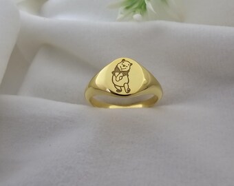 Winnie the Pooh Silver Ring Vintage Pooh Bear Jewelry Broken China Jewelry Adjustable Ring Unique Gifts Etsy