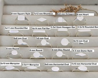 Bagues en argent sterling argent sterling | Estampée 925 | Bagues à graver | Tous les styles de chevalières disponibles | Dossier uni |