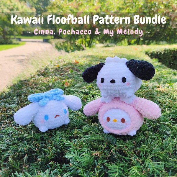 Kawaii animal floofball pattern bundle, Cinna, Puppy, hooded bunny plushie, 3 crochet patterns