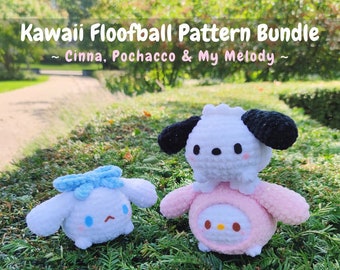 Kawaii animal floofball pattern bundle, Cinna, Puppy, hooded bunny plushie, 3 crochet patterns