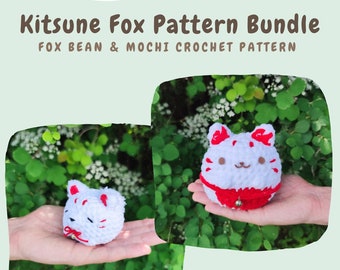 Kitsune fox Pattern Bundle, Kitsune squishmallow, mochi amigurumi plush, kawaii crochet patterns