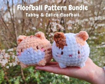 Mochi Floofball Amigurumi Pattern Bundle, Tabby and Calico kitty plushies, 2 cat crochet patterns