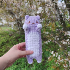 Nyanko Long kitty amigurumi pattern, soft hug me cat plushie, squishy pastel crochet pattern