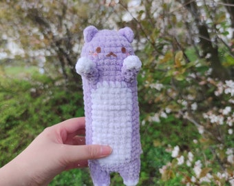 Nyanko Long kitty amigurumi pattern, soft hug me cat plushie, squishy pastel crochet pattern