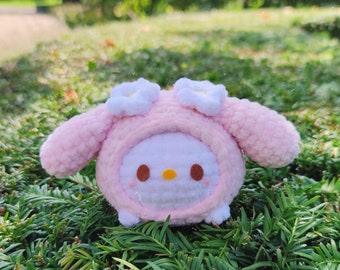 Hooded Bunny Floofball Amigurumi Pattern, Kawaii pink bunny plushie, Mochi crochet pattern