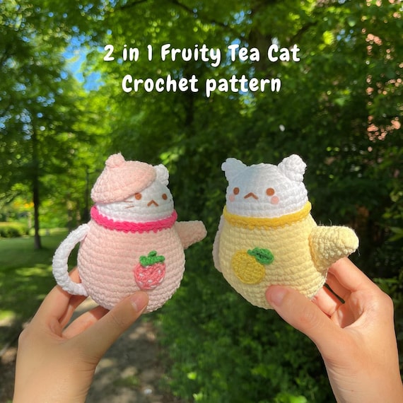 Fruity Tea Cat Crochet Pattern | Teapot Cat Amigurumi | PDF Download
