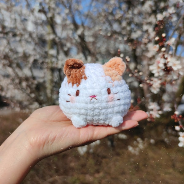 Calico Floofball Amigurumi Pattern, Mochi Kitty plush, cute crochet pattern