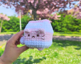 Milk Carton Cat Amigurumi Pattern, kawaii milk kitty plushie, cat crochet pattern
