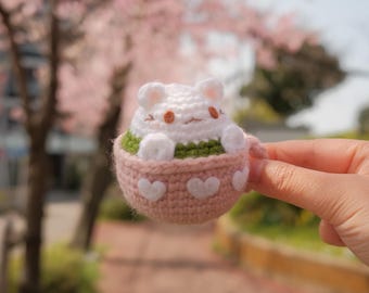 Meowcha Latte Amigurumi Pattern, cat matcha latte plushie, cat crochet pattern