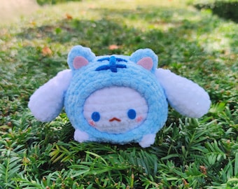 Puppy wearing cat hoodie Amigurumi Pattern, kawaii cinna cat plushie, mochi crochet pattern