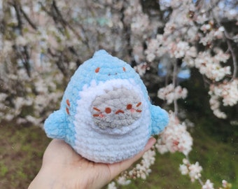 Shark Kitty Squishmallow Amigurumi Pattern, Cat stuck in shark plushie, cute animal crochet pattern
